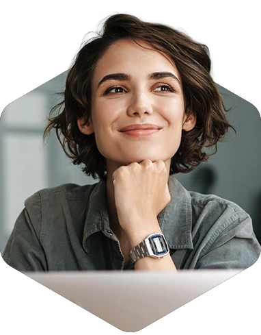 Smiling professional woman ready to discuss your financial and tax needs during a free discovery call with Integro Accounting